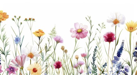 spring flowers on white background