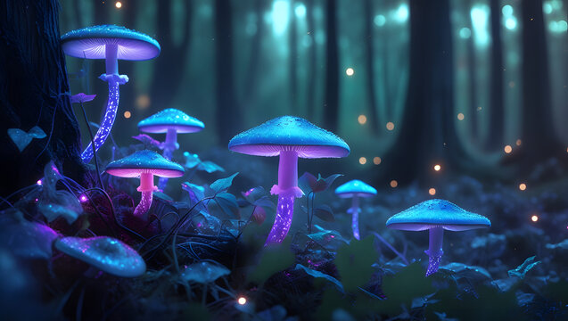 mushroom in the forest - Powered by Adobe
