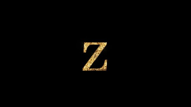 Golden letter Z with transparent background, golden alphabet