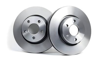Brake discs isolated on white background. Auto part - Braking disk