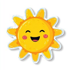 Happy Cartoon Sun with Smile and Cheerful Expression