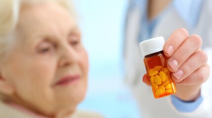 Medication management for seniors healthcare facility image of medicine indoor clinical setting close-up focus wellness awareness