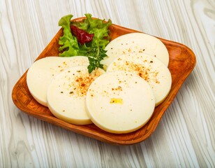Cheese slices on a plate