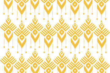 Geometric folk pattern from ikat fabric. Tribal vector texture. Seamless luxury golden Aztec style. Ethnic embroidery. Indian, Scandinavian, Gypsy, Mexican and folk patterns.