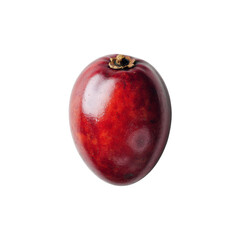 Single Ripe Red Coffee Cherry Isolated on White Background