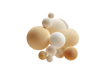 Abstract cluster of soft, light-colored spheres