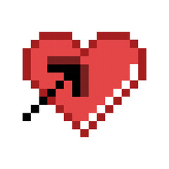 Fototapeta premium Pixel Art Red Heart Arrow