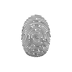 Doodle fingerprint icon with spiral ridge pattern