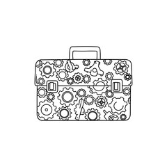 Obraz premium Doodle toolbox icon with gear symbols