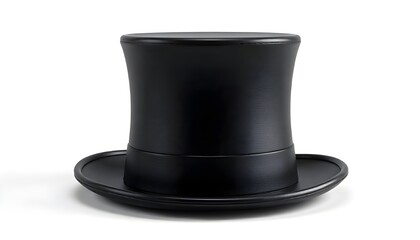 Cylinder black top hat isolated on white background. 3d rendered cylinder hat illustration