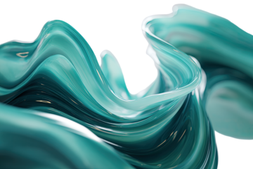 Teal liquid flowing, abstract curves