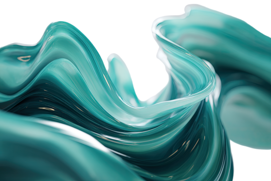 Teal liquid flowing, abstract curves