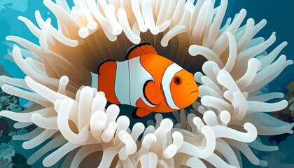 Clownfish nestled in anemone