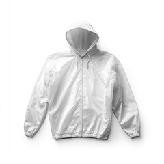 Blank white hooded jacket, laid flat