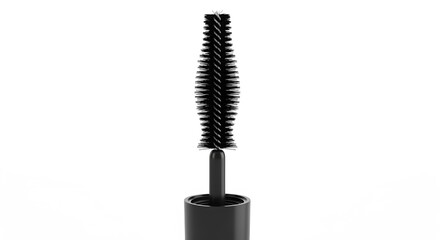 "Realistic 3D Black Mascara Wand and Brush &ndash; High-Quality Render Isolated on White Background, Perfect for Beauty Products, Cosmetics Tools, Makeup Accessories, and Fashion Graphics"