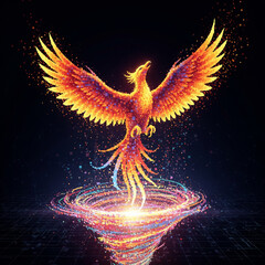 Digital Phoenix Rising from Pixels
