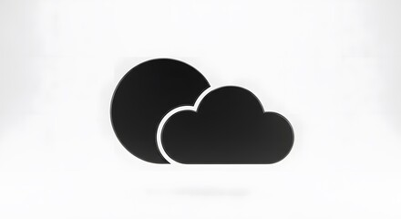 "Realistic 3D Black Cloud Icon Symbol &ndash; High-Quality Render Isolated on White Background, Ideal for Weather Symbols, Cloud Computing, Storage Icons, and Minimalist Digital Design"