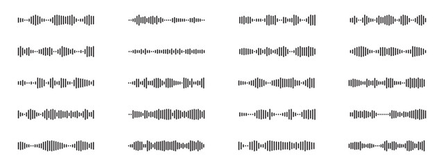 Set of sound wave icons. Vector elements for music player, podcasts, mobile voice message, streaming.
