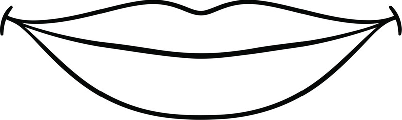 Fototapeta premium Elegant outline lips smile simple line art minimalist beauty vector