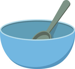 Blue bowl with spoon ready for healthy breakfast meal vector