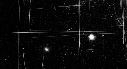 Fototapeta premium Dust and scratches design. Aged photo editor layer. Black grunge abstract background. Copy space. Black background.