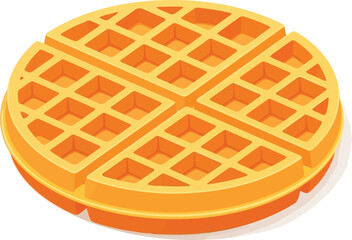 Golden crispy round waffle isolated delicious breakfast food vector