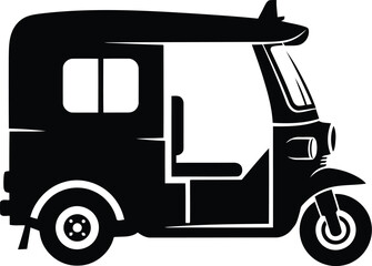 Iconic tuk tuk silhouette transportation symbol classic asian auto rickshaw vector