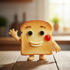 Happy Bread Toast with Arms