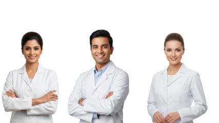 Isolated pharmacists on transparent background for World Pharmacists Day 2025 banner/poster, Think Health, Think Pharmacist theme