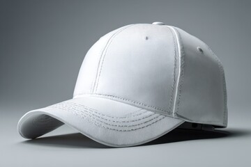 Pristine White Baseball Cap - Studio Shot, Minimalist Design, Soft Lighting, Isolated Object.