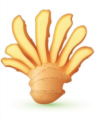A vibrant illustration of ginger root, showcasing its unique finger-like structure and warm orange hues.