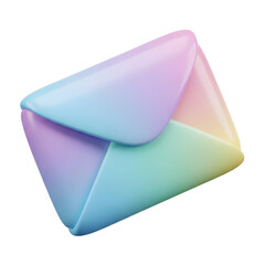 Iridescent pastel envelope icon with soft gradient colors