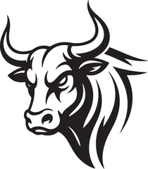 Powerful Stylized Bull Head Profile Illustration