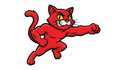 Super Cat: This illustration captures the essence of feline power and heroism, showing a muscular red cat in a dynamic pose, embodying strength and courage. 