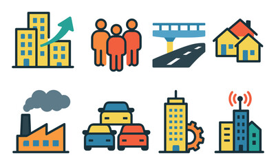 Naklejka premium Urbanization Icon Set