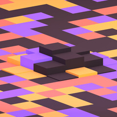 3D render Halloween theme color cubic floor.