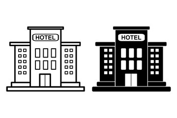 Hotel icon, Hotel vector line symbol.Flat vector illustration isolated on white background.