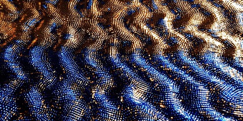 Captivating blue surface adorned with radiant gold textures for a modern aesthetic.