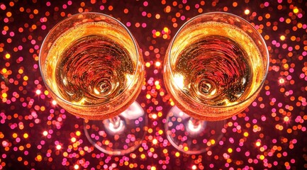 Celebrate with a glamorous display of champagne flutes on a shimmering surface.
