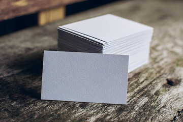 Stacked Blank Business Cards Mockup on Stone Edge