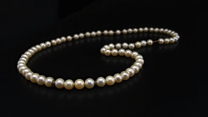 pearl necklace on black background