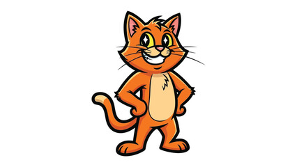 Cheerful Cartoon Cat: A whimsical and jovial cartoon cat with vibrant orange fur exudes happiness. Capturing joy and innocence