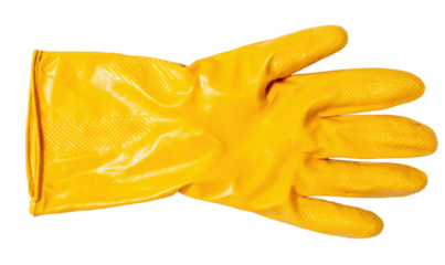 Close-up of a bright yellow protective glove