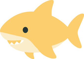 Simple Flat Design Cute Golden Shark Character Illustration for Kids Book