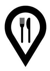 Find your next delicious meal with this elegant fork and knife location marker