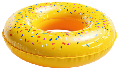 Inflatable donut-shaped pool float