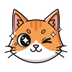 Enchanting Cat Wink: An adorably charming cartoon cat, showcasing its playful and unique wink, radiating a sense of joy and lightheartedness.