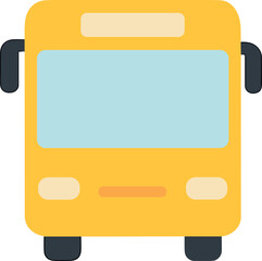 Flat Design Yellow School Bus Transportation Symbol Icon Illustration