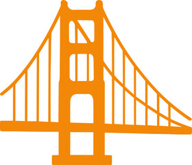 Minimalist Orange Outline Golden Gate Bridge Landmark Icon Design