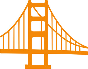 Simple Orange Flat San Francisco Landmark Bridge Structure Illustration